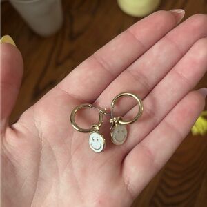 Altar'd State Gold Hoop Earrings with White Smile Charms